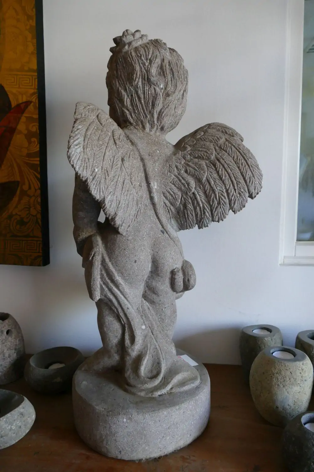  Product image 5 of the product “Amore winged, 80cm height, riverstone, handcrafted ”